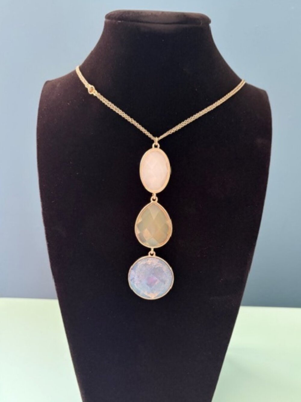 LOFT Blue and Gold Pendant Necklace